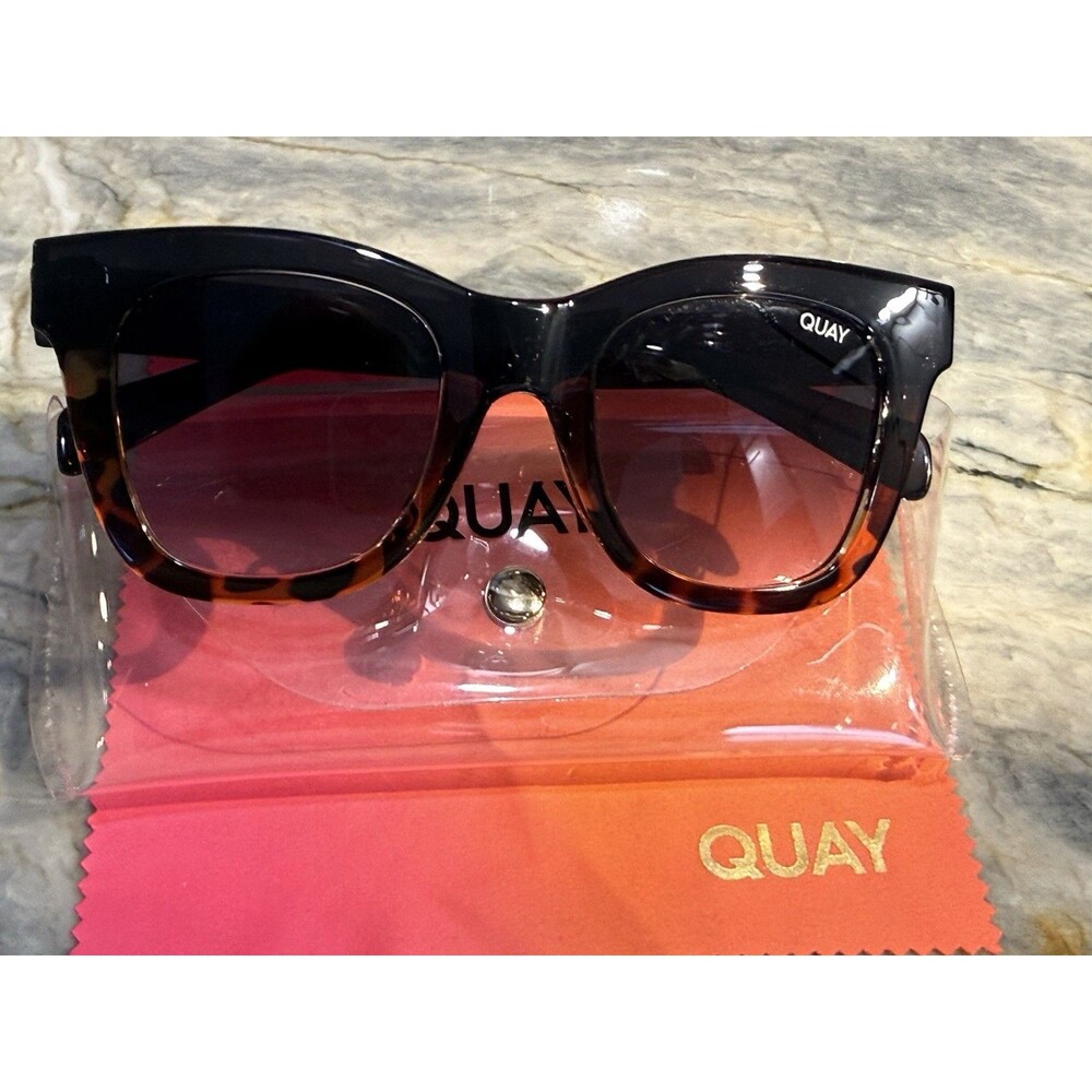 Quay Australia After Hours Square Sunglasses Tortoise Black Fade Gradient Lens